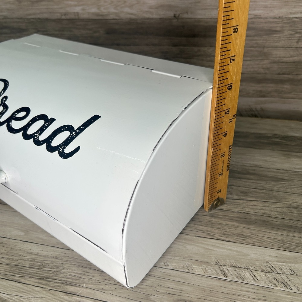 AuldHome Design Rustic White Bread Box Farmhouse Enamelware - Picture 9 of 9